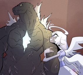 emily_(hazbin_hotel), godzilla, godzilla_(series), hazbin_hotel, hellaverse