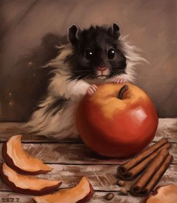 alexpahomov, ambiguous_gender, apple, black_body, black_fur