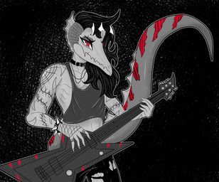 gothgator0, abstract_background, alternative_fashion, anthro, arm_tattoo