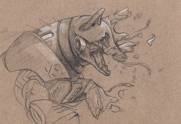 deriaz, ambiguous_gender, brown_background, canid, claws