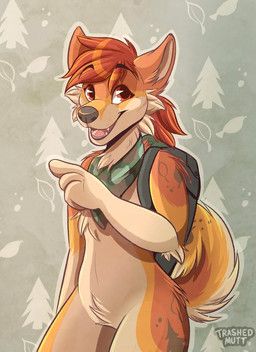 trashmutt, anthro, backpack, canid, canine