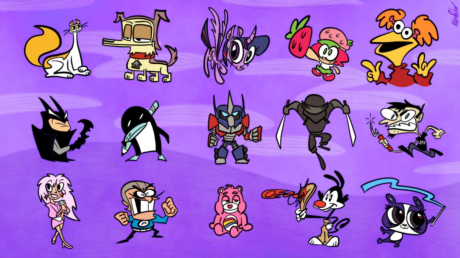 lucky_(pound_puppies), penguin_(pictureka!), strawberry_shortcake_(character), tiny_head_(ttws), twilight_sparkle_(mlp)