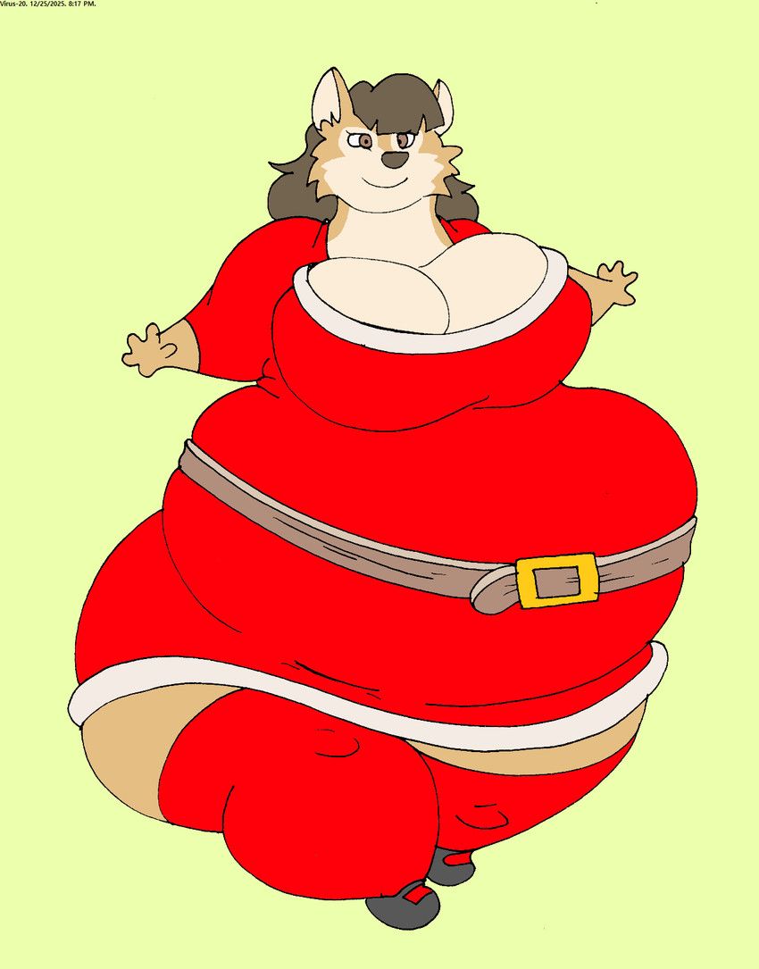 june_coyote, christmas, virus-20, anthro, belly