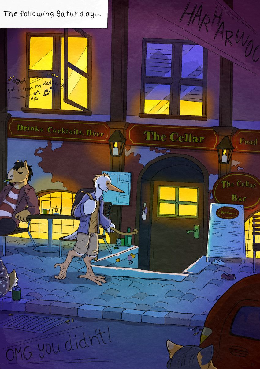 kantachibli, anthro, avian, backpack, bar