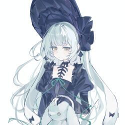 1girl, animal_ears, aqua_hair, arknights, bang_dream!