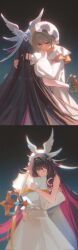 bonnet, columbina_(genshin_impact), eye_mask, fatui_coat, genshin_impact