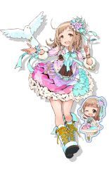 1girl, :d, animal, bird, blue_bow