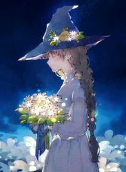 bird, black_hair, blue_headwear, blue_ribbon, blue_theme