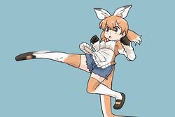 1girl, apron, blush, brown_eyes, brown_footwear