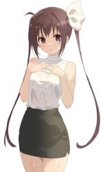 1girl, :d, ahoge, black_thighhighs, blush