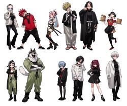 6+boys, 6+girls, absurdres, alma_(gokurakugai), black_eyes