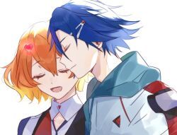 1boy, 1girl, blue_hair, closed_eyes, freyja_wion
