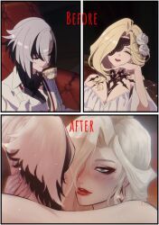 2girls, 7villian7, arlecchino_(genshin_impact), arlecchino_(the_final_gift)_(genshin_impact), black_hair