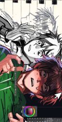 1boy, animification, art_program_in_frame, brown_hair, commentary