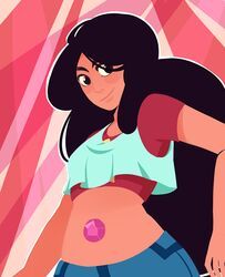 1non-binary, black_hair, dark_skin, fusion, gem