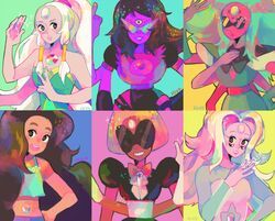 1other, 5girls, alexandrite_(steven_universe), blush, character_request