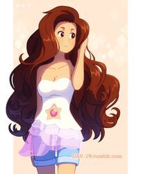1non-binary, alternate_costume, breasts, brown_hair, cleavage