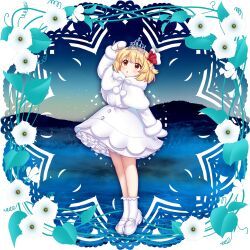1girl, alternate_costume, alternate_hairstyle, angel's_trumpet, blonde_hair