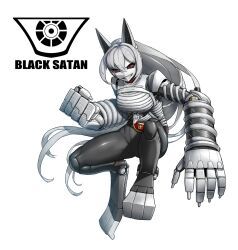 1girl, animal_ears, belt, belt_buckle, black_sclera