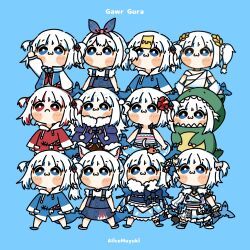 1girl, :3, >:(, alicemuyuki, blue_background