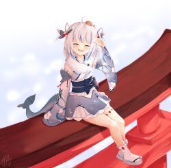 1girl, :d, ^_^, absurdres, ahoge