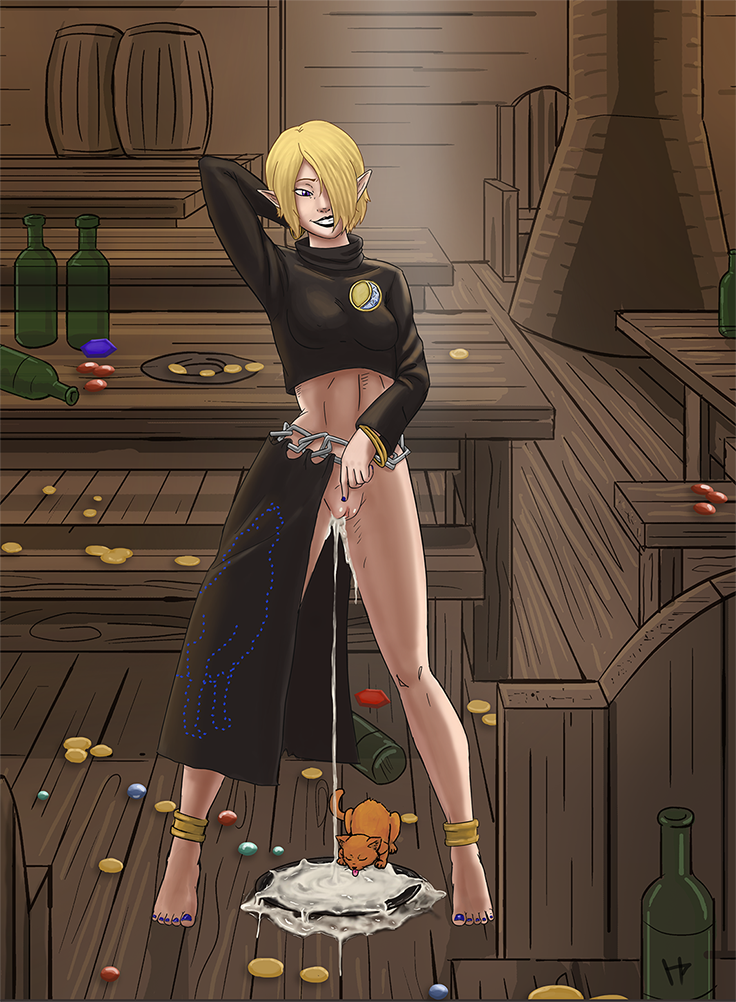 hentaipatriarch, barefoot, cat, elf, female