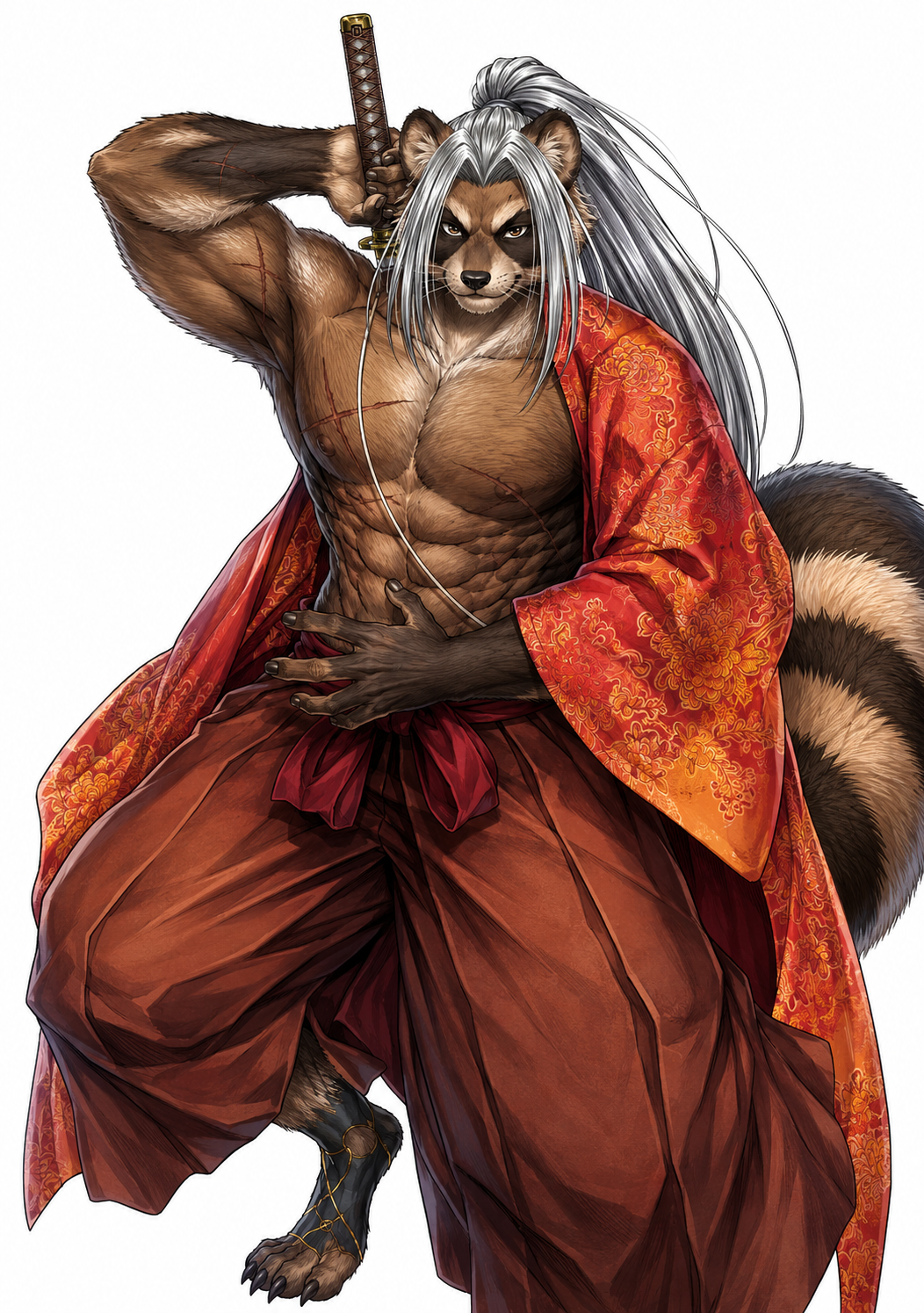 sasaki_kojiro_(shuumatsu_no_valkyrie), shuumatsu_no_valkyrie, abs, anthro, athletic