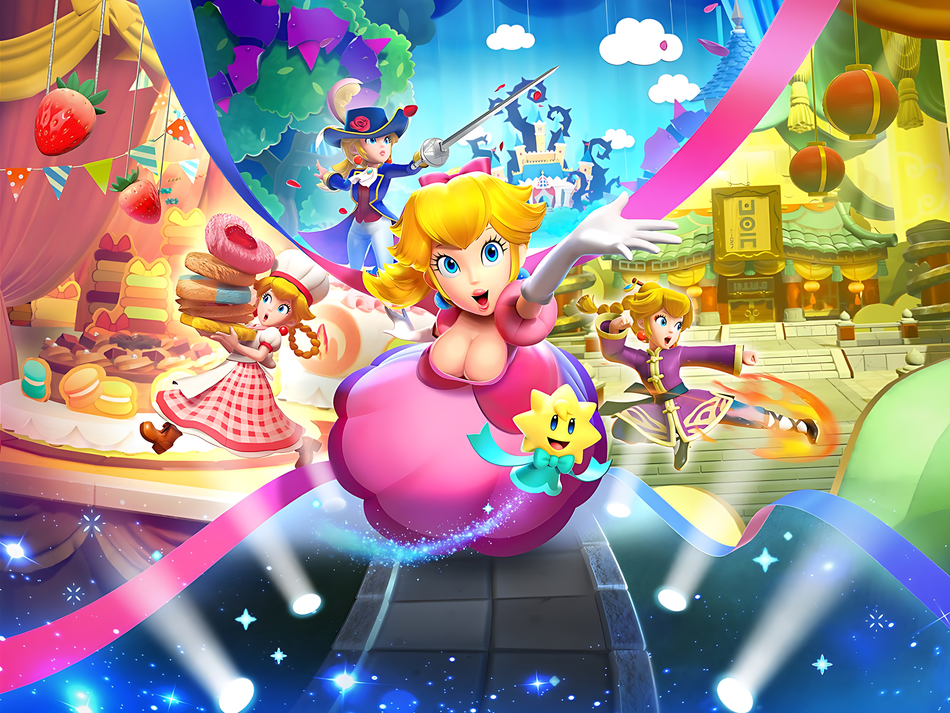 kung-fu_peach, patissiere_peach, princess_peach, stella_(princess_peach:_showtime!), swordfighter_peach