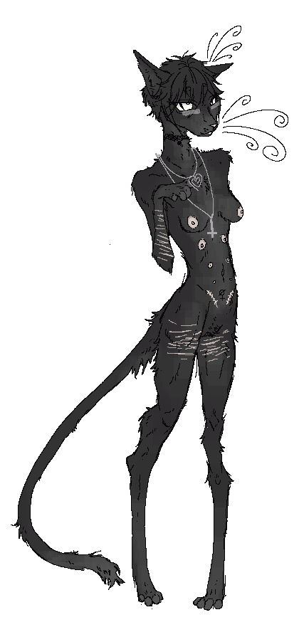 anthro, black_body, black_fur, cross, curled_whiskers