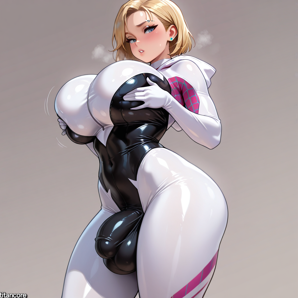 gwen_stacy, marvel, spider-man_(series), (titancore), blonde_hair