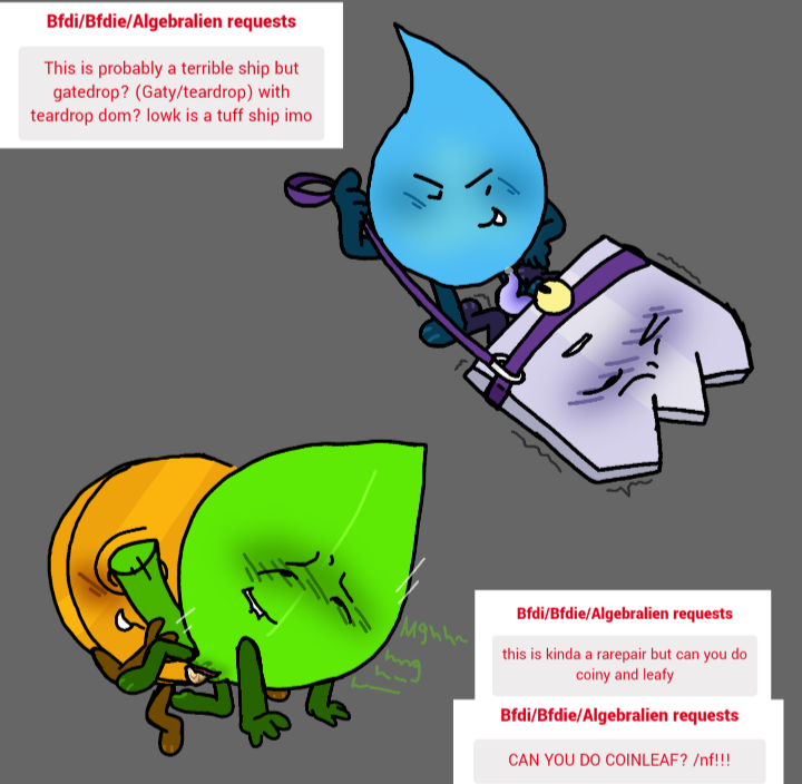 coiny_(bfdi), gaty_(bfdi), leafy_(bfdi), teardrop_(bfdi), battle_for_dream_island