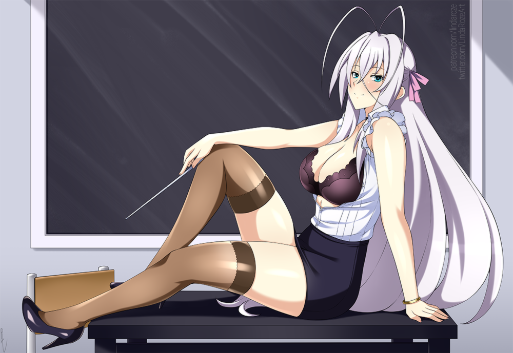 rossweisse, high_school_dxd, lindaroze, 1girl, bare_shoulders