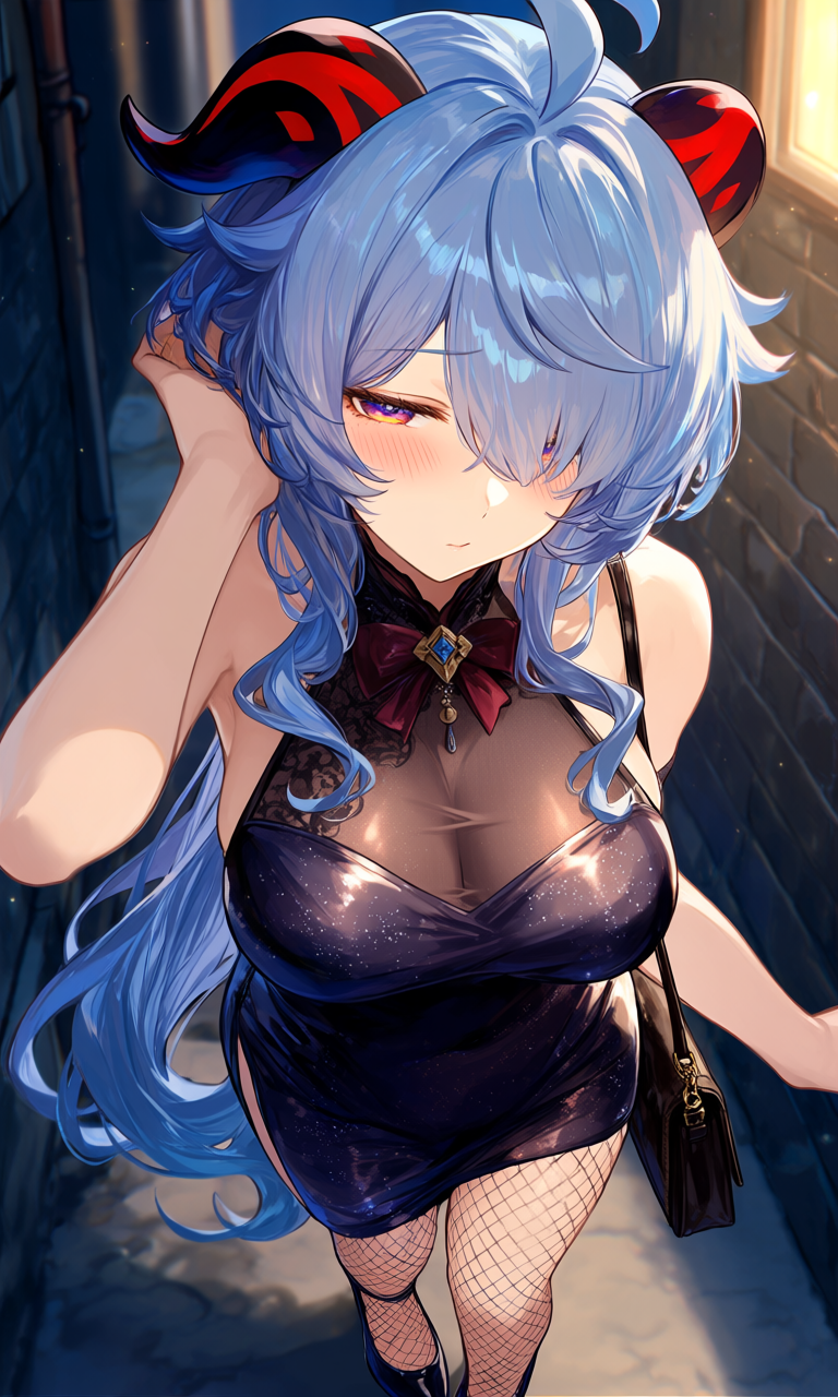 ganyu_(genshin_impact), genshin_impact, impacter, alley, alleyway